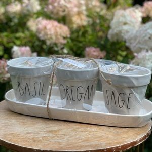 Rae Dunn flower pot set BASIL OREGANO and SAGE